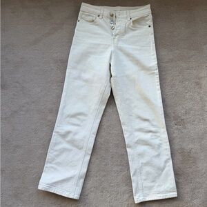 H&M Women's Cream Straight Leg Jeans